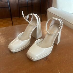 Streetwear Society Cream White Block Platform High Heels